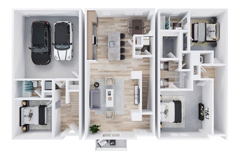 Floor plan for 3 beds, 3.5 baths, 2266 sqft